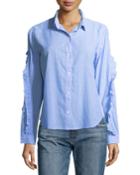 Lizzi Striped Button-front Poplin