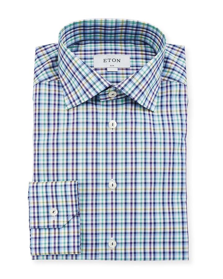 Men's Slim-fit Tattersall Cotton Dress