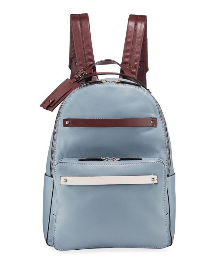 Men's Two-tone Leather Backpack Bag