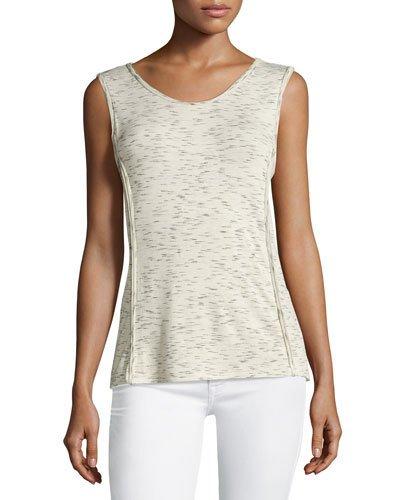 Spec-dyed Jersey Tank Top, Ecru/black