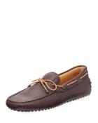 Leather Flat Slip-on Moccasin, Brown