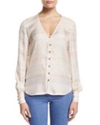 Bahia Silk Multipattern Blouse, Blush