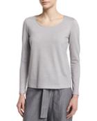 Long-sleeve Metallic-neck Tee