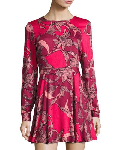 Femme Fatale Fit & Flare Dress, Red Pattern