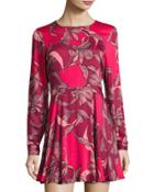 Femme Fatale Fit & Flare Dress, Red Pattern