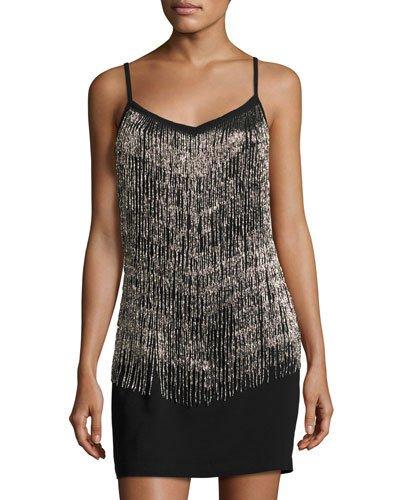 Beaded-popover Sheath Dress, Black