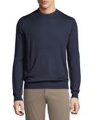 Men's Crewneck Long-sleeve Pullover Sweater W/ Tipping