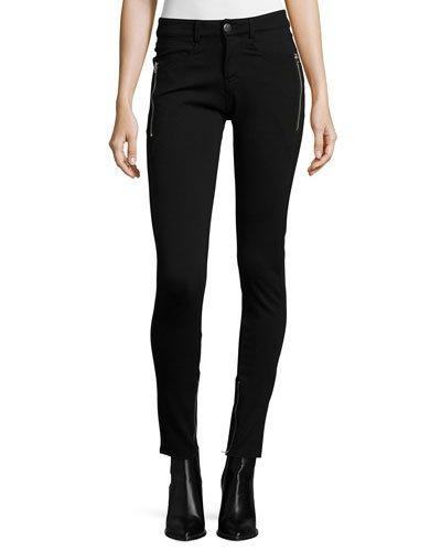 Zip-detail Straight-leg Pants, Black