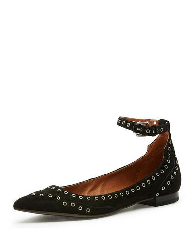 Sienna Grommet Suede Ankle-wrap Ballet Flat