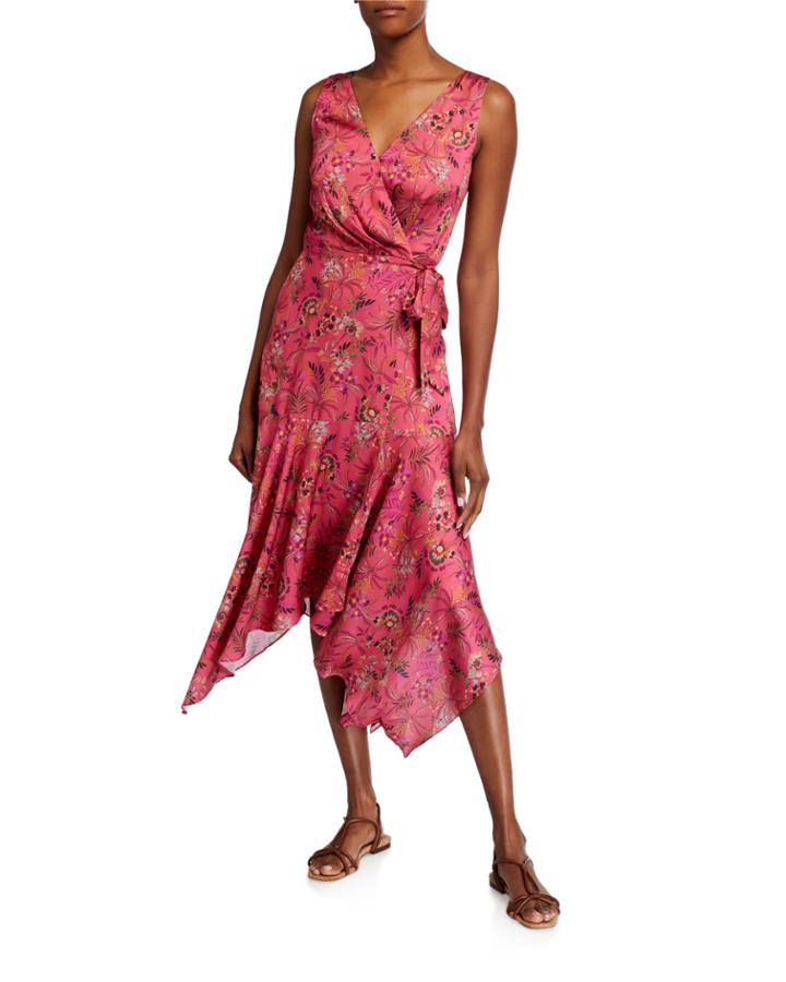 Wrap-front Handkerchief-hem Dress