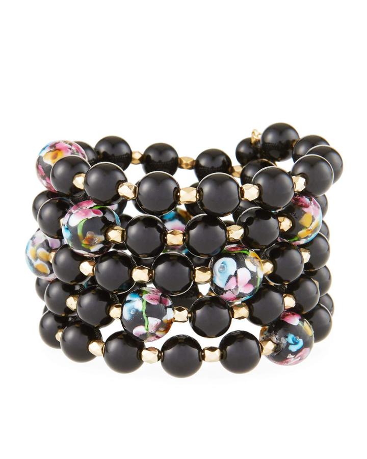 Black Floral Wrap Bracelet