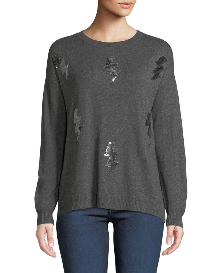Sequin Lightning Bolt Crewneck