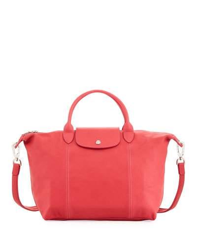 Le Pliage Cuir Medium Leather Handbag