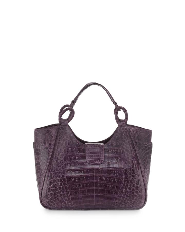 Nancy Gonzalez Small Dipped Crocodile Tote Bag, Plum, Women's, Purple