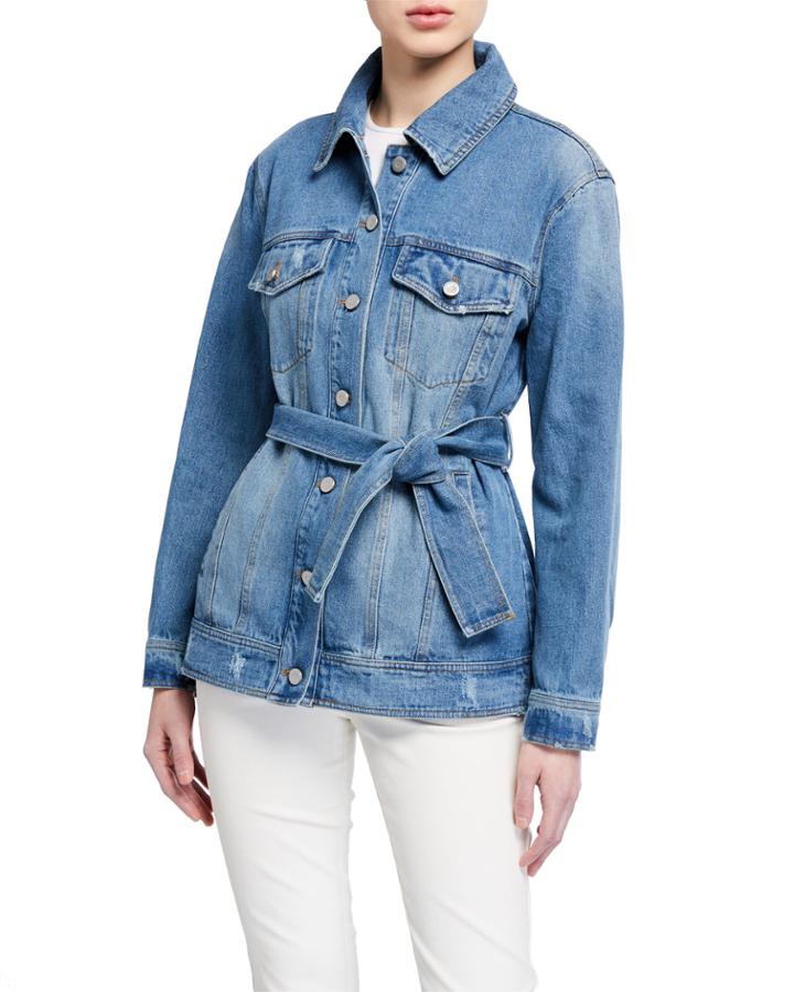 Belted Denim Trucker Jacket
