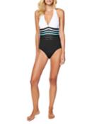 Colorblock Mesh Insert Halter One-piece
