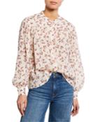 Voluminous Printed Button-front Top