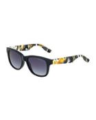 Graphic-print Arm Cat-eye Sunglasses, Black