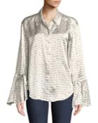 Elisia Printed Silk Button-front Top