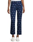 Starboard Embroidered Chino Cropped Pants, Navy