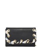 Lacey Silky Woven Faux-leather Clutch