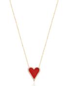Enamel Heart Pendant Necklace, Gold/red