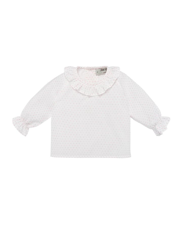 Polka-dot Ruffle-collar Blouse, Size