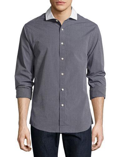 Madison Stretch Fit Cotton Sport Shirt, Gray/white