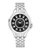 Crazy Carats Stainless Steel Diamond & Topaz Watch With Black Dial