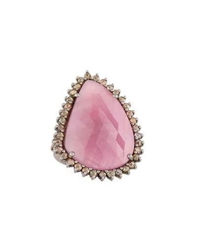 Pink Sapphire & Champagne Diamond Ring,