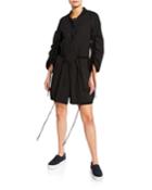 Ruched-sleeve Tie-front Topper Jacket