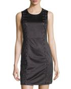 Faux-suede Lace-up Dress, Onyx