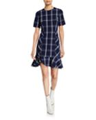 Layton Plaid Textured Crepe Short-sleeve Dress