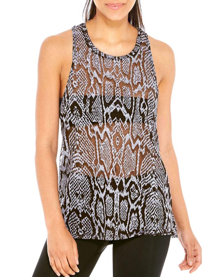 Racerback Crewneck Snake-print Burnout Tank