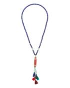 Quartz Beaded Multi-tassel Necklace