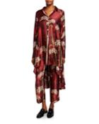 Landscape-print High-low Convertible Blouse
