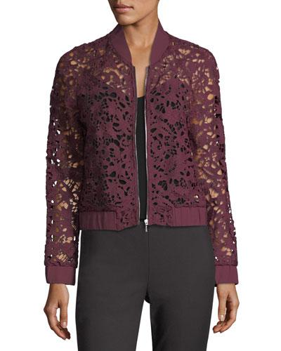 Sheer Lace Bomber Jacket
