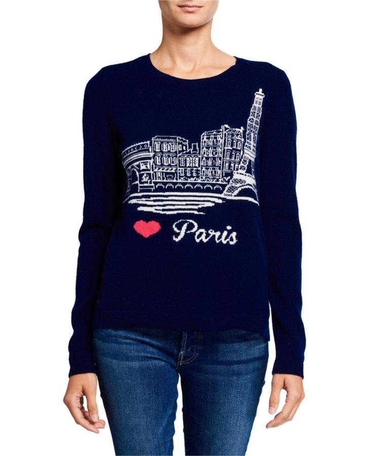 Cashmere Paris Intarsia-print Pullover