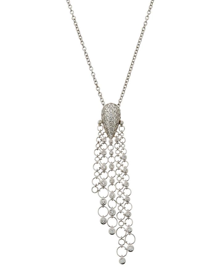 18k Circle-link Diamond Pendant Necklace