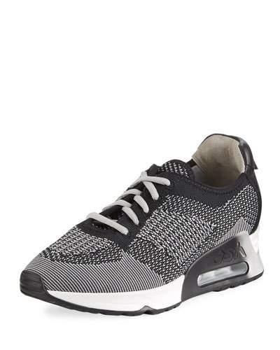 Lucky Leather-trim Knit Sneaker, Gray/multi