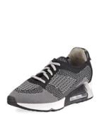 Lucky Leather-trim Knit Sneaker, Gray/multi