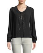 Madina Button-front Peasant Blouse
