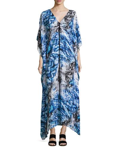 Printed Caftan Maxi Dress, Blue/multi