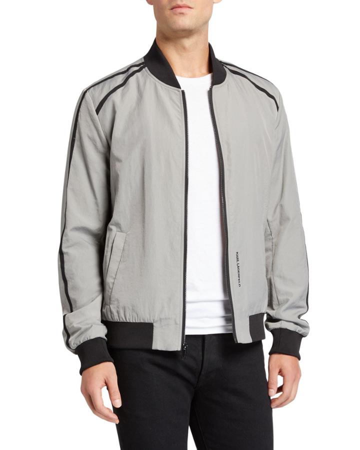 Men's Tape-trim Bomber Jacket