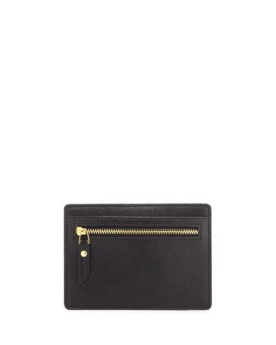 Short Leather Card Organizer Case, Black