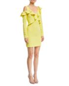 Bella Long-sleeve Cold-shoulder Ruffled