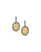 Two-tone Pave Oval Drop Earrings