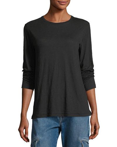 Long-sleeve Crewneck Cotton Tee