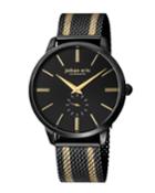 Men's Kolding Watch W/ Mesh Strap, Black/yellow Golden
