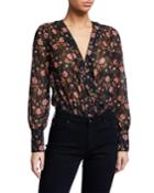 Floral Print Chiffon Blouson Bodysuit